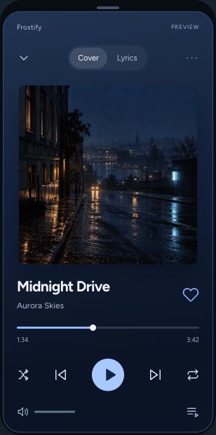 Frostify Android player mockup